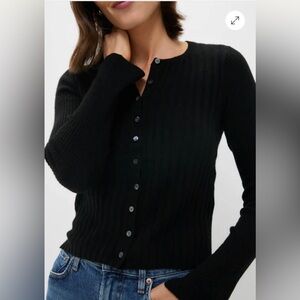 NEW Alex Mill Black Kristin Ribbed Cardigan, size M